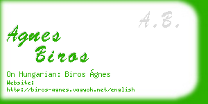 agnes biros business card